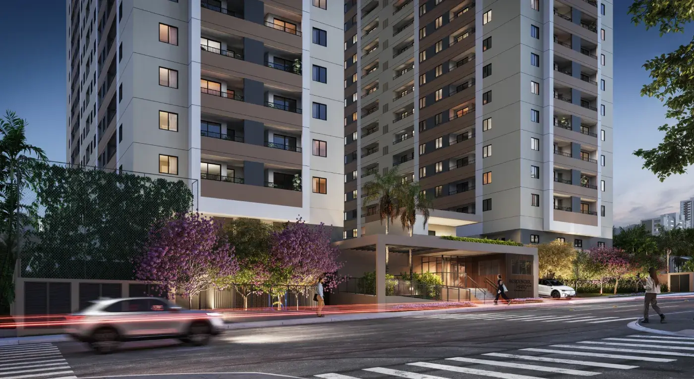 Perspectiva ilustrada da portaria do Residencial Marô